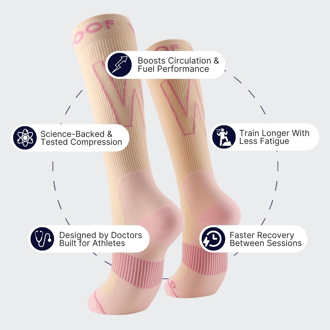 Performance Compression Socks, Beige and Pink