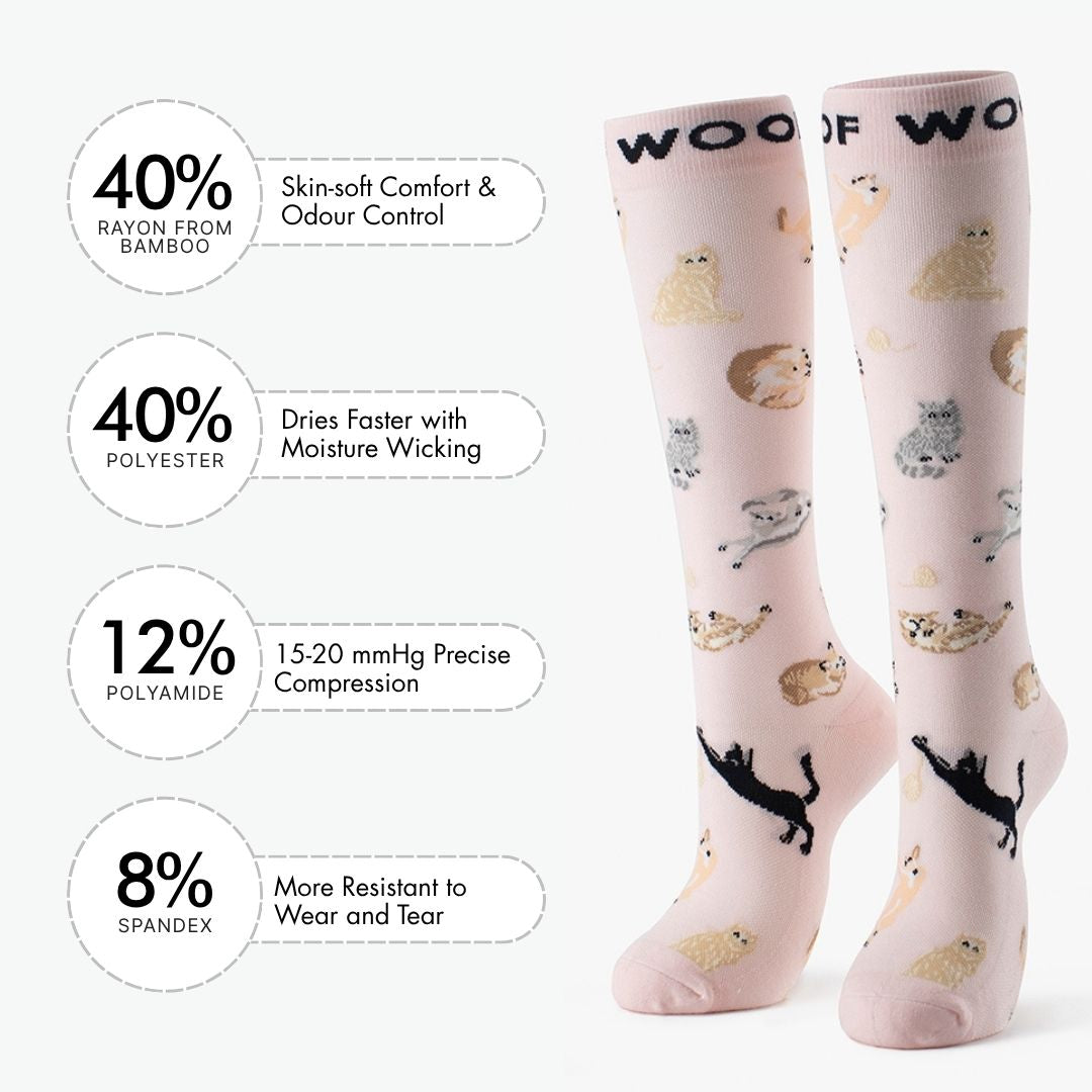 Cats Cats Cats Bamboo Compression Socks