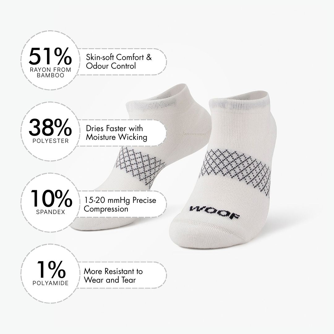 White Bamboo Ankle Compression Socks