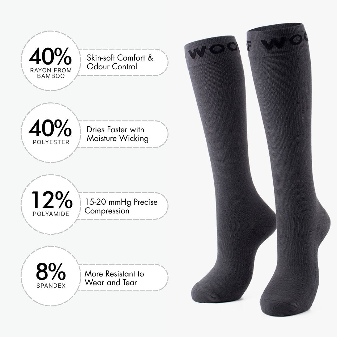 Shadow Grey Bamboo Compression Socks (Old Sizing)