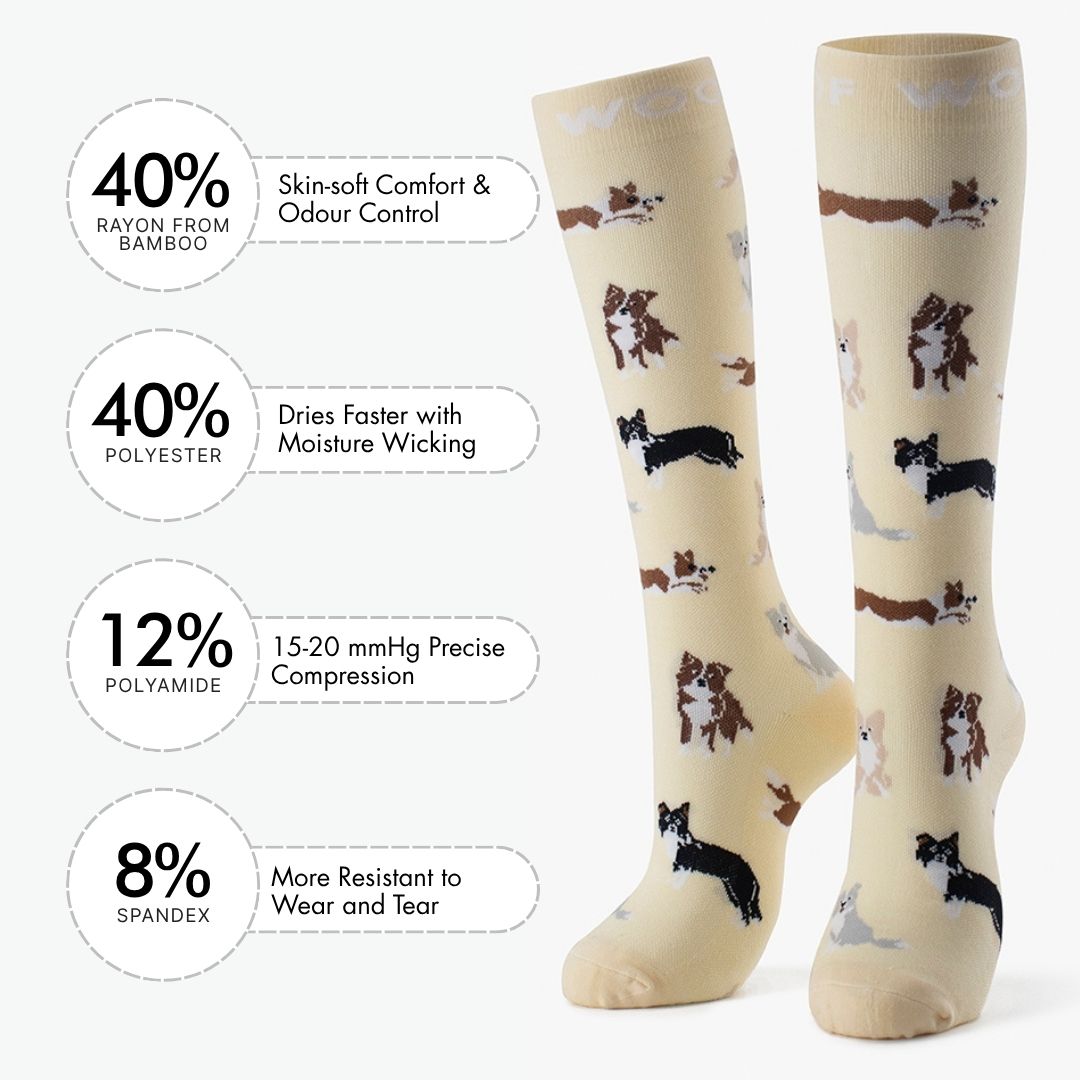 Border Collies Bamboo Compression Socks
