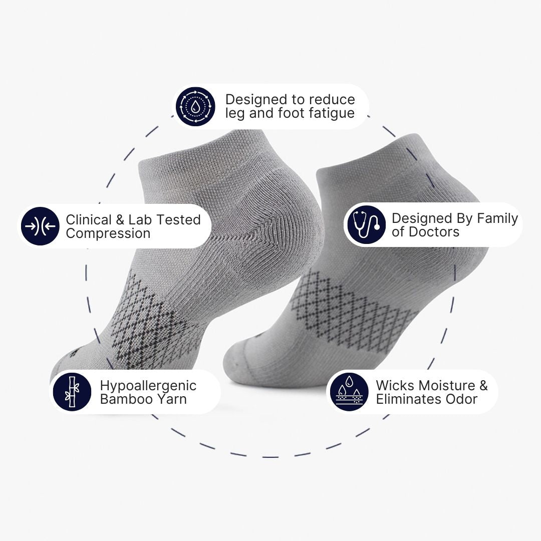 Grey Bamboo Ankle Compression Socks